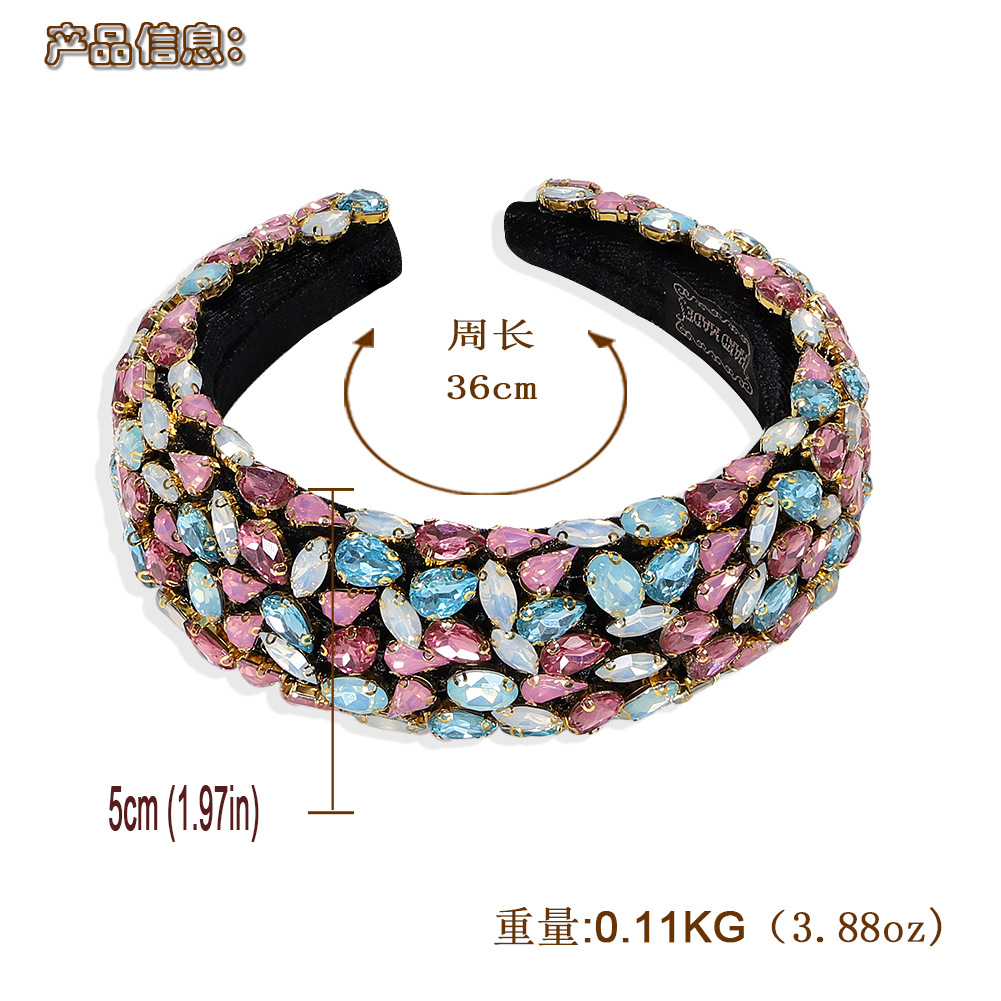 Drop-shaped Colored Diamonds Inlaid Exaggerated Women's Headband Wholesale Nihaojewelry display picture 1