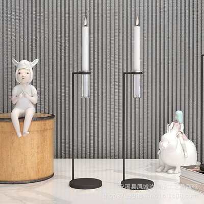 单头烛台蜡烛杯客厅装饰简约金色家居烛光晚餐婚庆铁艺烛台摆件