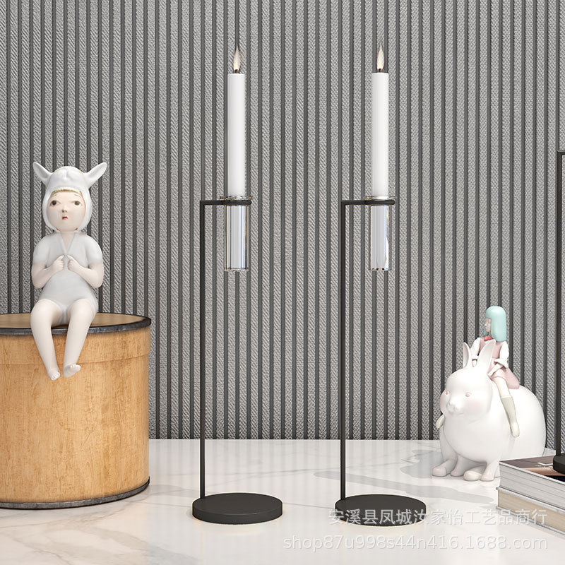 单头烛台蜡烛杯客厅装饰简约金色家居烛光晚餐婚庆铁艺烛台摆件