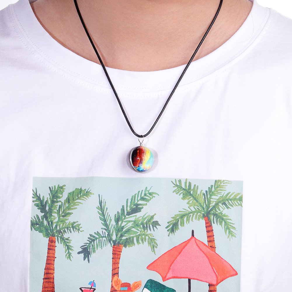 Simple Style Starry Sky Glass Leather rope Luminous Unisex Pendant Necklace 1 Piece