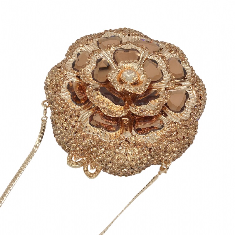 Túi clutch dạ hội kim loại đính kim cương, xách tay nữ thời trang dự tiệc — Màu đen, Đế Vàng Kim Cương, Nền vàng kim cương trắng, Màu bạc chi tiết 26