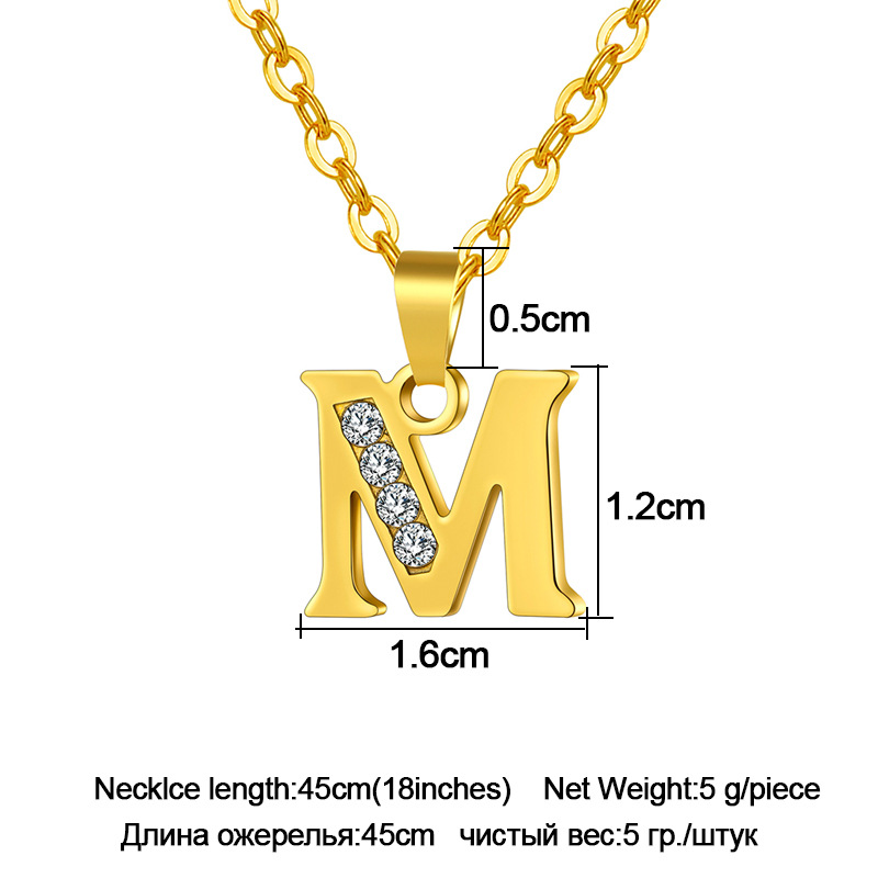Acero Inoxidable 201 Acero Titanio Chapados en oro de 18k Moda Embutido Letra Diamantes De Imitación Collar display picture 1