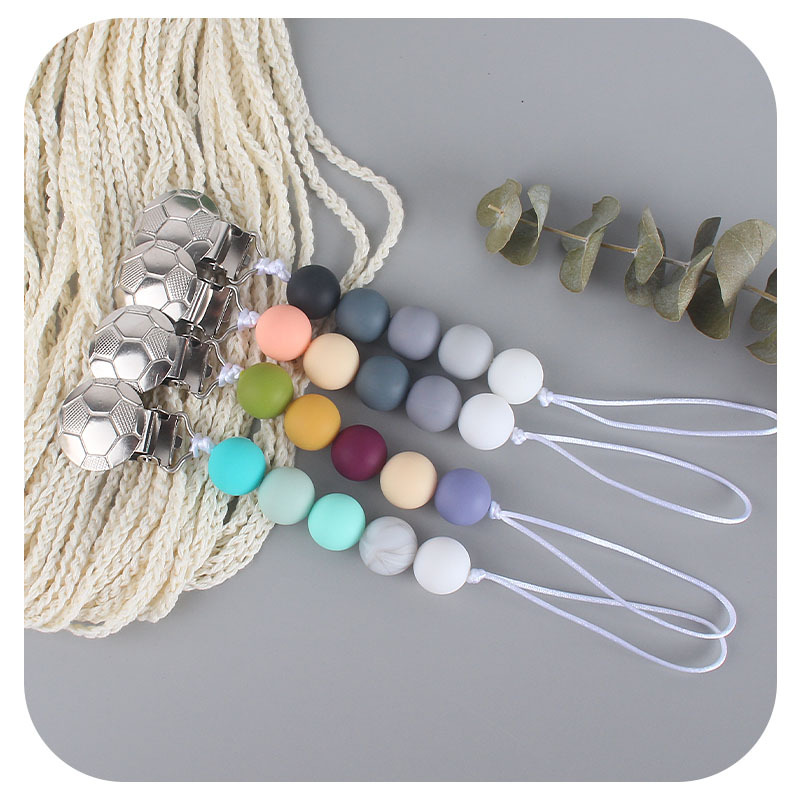 Bebé hierro fútbol chupete anti-gota cadena bebé calmante silicona chupete cadena clip anti-perdido cadena Comercio exterior nuevo estilo