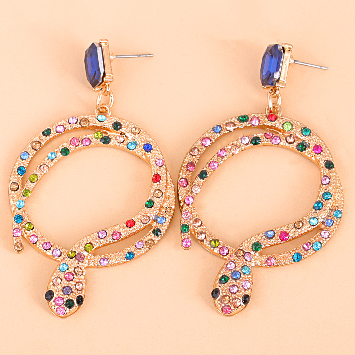 Fashion Inlaid Diamonds Long Snake Earrings Wholesale display picture 4