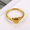 Fashionable golden glossy ring heart shaped, factory direct supply, internet celebrity, does not fade