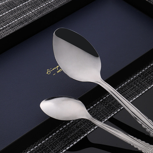 Manufacturer wholesale restaurant hotel stainless steel tableware student canteen soup spoon steak fork spoon phoenix tail fork spoon