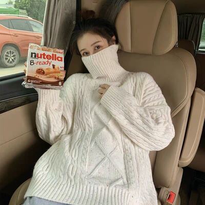 秋冬韩版2020新款宽松中长款高领外穿超火的彩点长袖针织毛衣女装