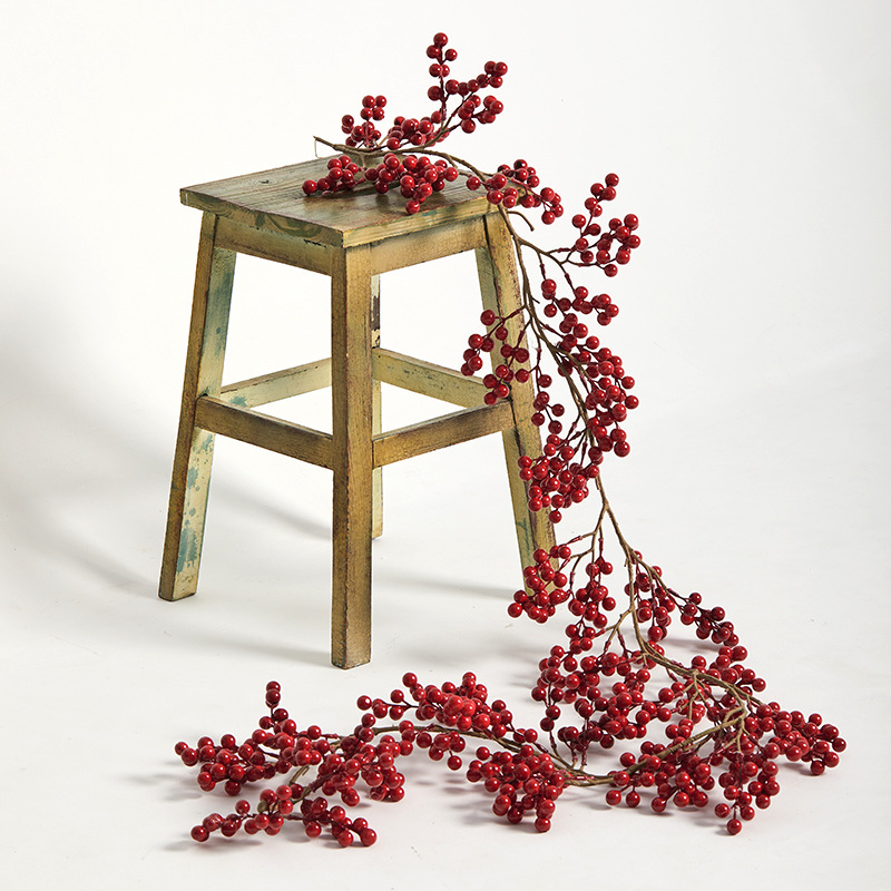 Navidad fruta roja fruta dorada fruta blanca caña decoración de Navidad colgar simulación de fruta decoración caña colgar puerta de escalera