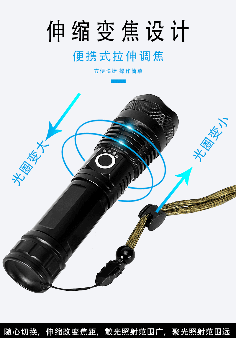 Cross-border bestseller USB flashlight, outdoor aluminum alloy strong light flashlight, new battery display flashlight gift wholesale pic 4