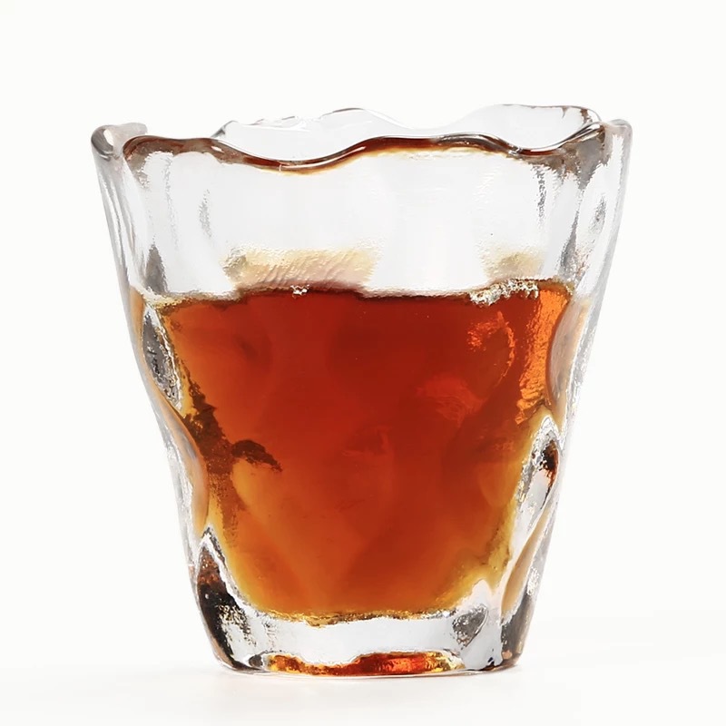 Estilo japonés hecho a mano patrón de martillo de vidrio pequeña taza de té engrosada resistente al calor taza de té transparente Master Cup Kung Fu taza individual