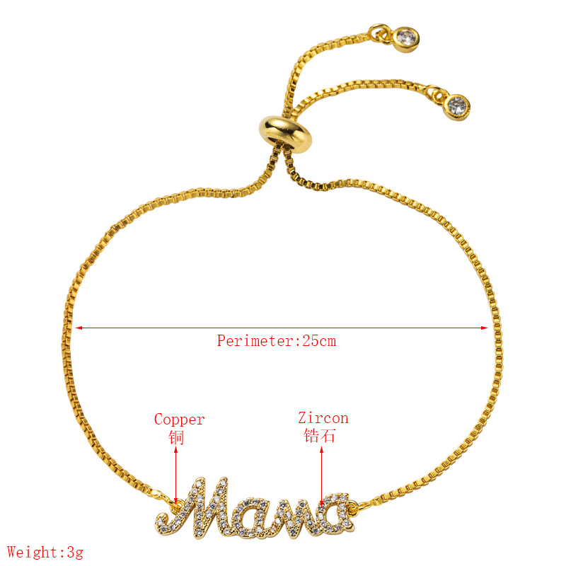 New Fashion Creative Alphabet Bracelet True Gold Plated Color Bracelet With Zircon Bracelets display picture 1