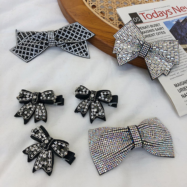 Korea Rhinestone Bow Hairpin Retro Hairpin Full Drill Duckbill Clip display picture 8