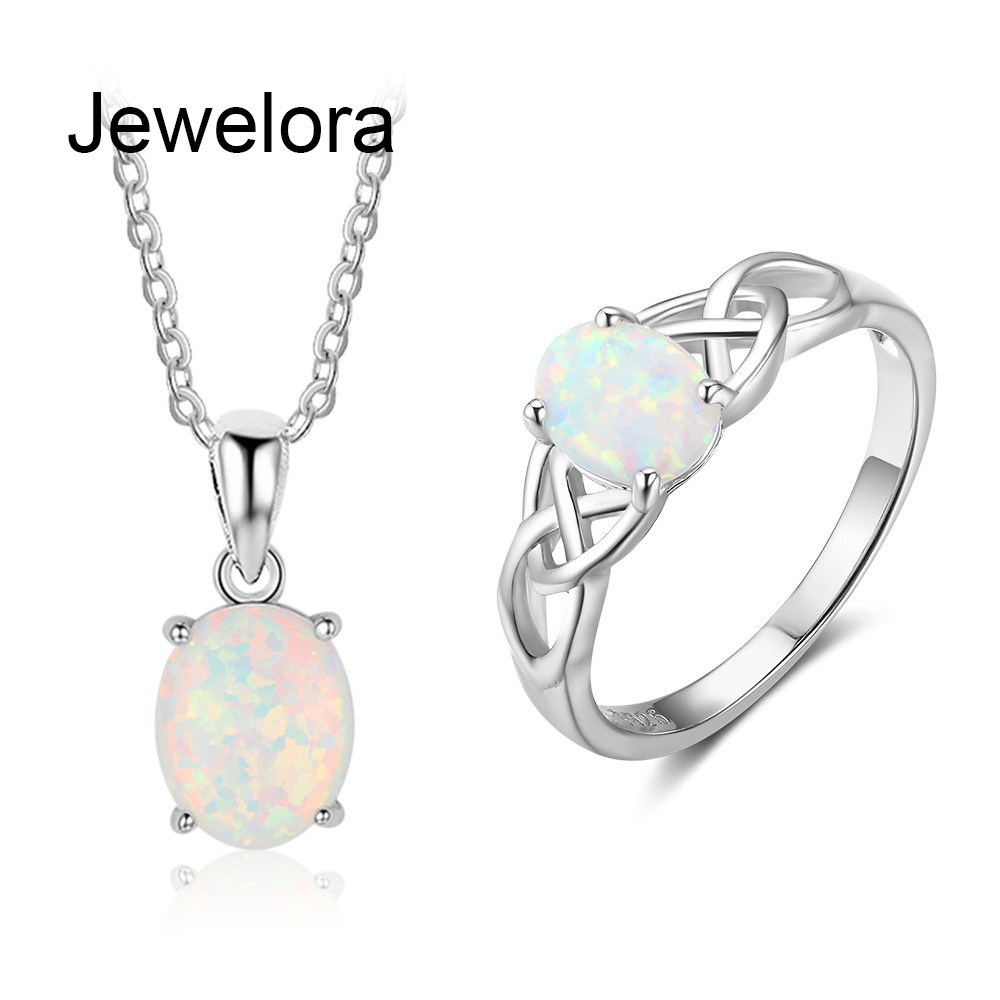 首饰套装 欧美外贸跨境纯银项链+戒指组合s925纯银婚礼晚宴配饰