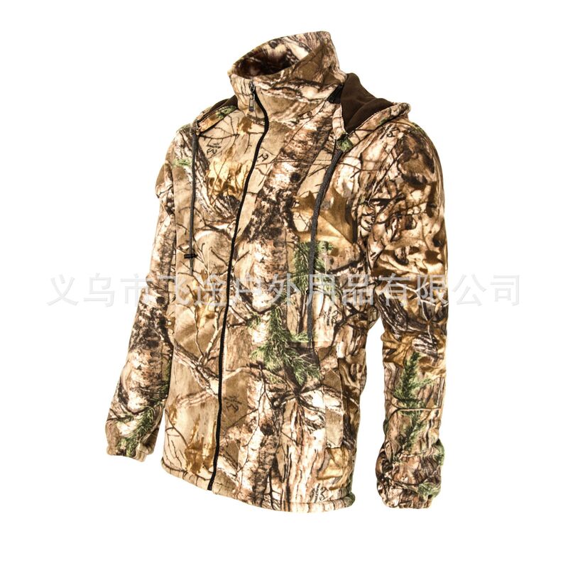 Outdoor Hunting Polar Fleece Camouflage Jacket Foreign Trade Dedicated Bionic Camouflage Hunting Clothing Factory Specializing in Production