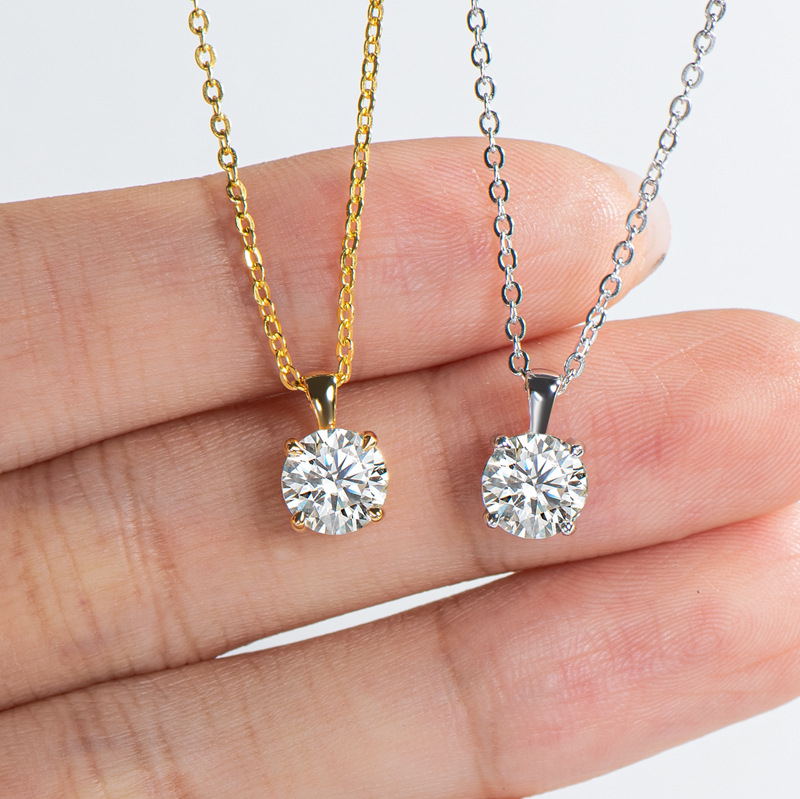 New Arrival! Fashion Ladies Moissanite Pendant Necklace S925 Sterling Silver Classic Four-Claw Necklace Girls Holiday Gift Silver Jewelry pendant necklace for women pendant pendant design silver jewelry jewelry jewelry for women