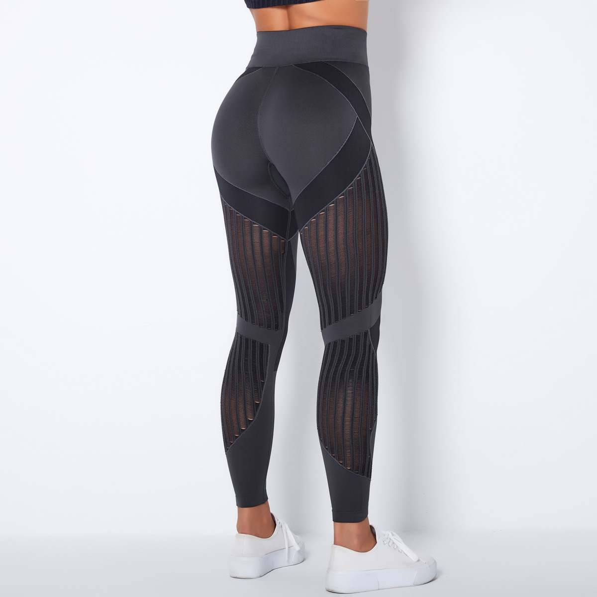 seamless knit quick-drying hollow high waist hip tight sports pants  NSLX9000