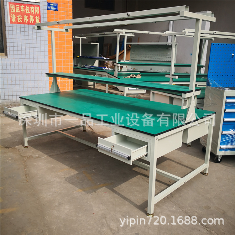 双面防静电带灯生产线车间工作台工厂不锈钢操作打包维修桌流水线
