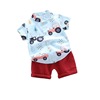 Children's sleeves, set for boys, summer cartoon transport, shirt, T-shirt, 0-4 years, children's clothing, 2 pieces