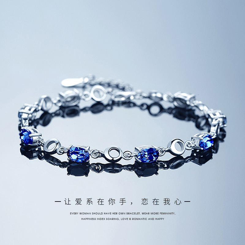 New fashion temperament deep blue love sapphire color treasure bracelet female Korean fashion hand jewelry wholesale New fashion temperament deep blue love sapphire color treasure bracelet female Korean fashion hand jewelry wholesale