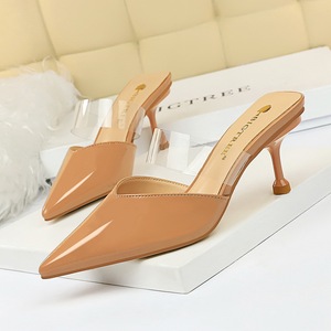 233-2 han edition contracted fine summer sandals for women's shoes with high heels paint shallow pointed mouth transpare