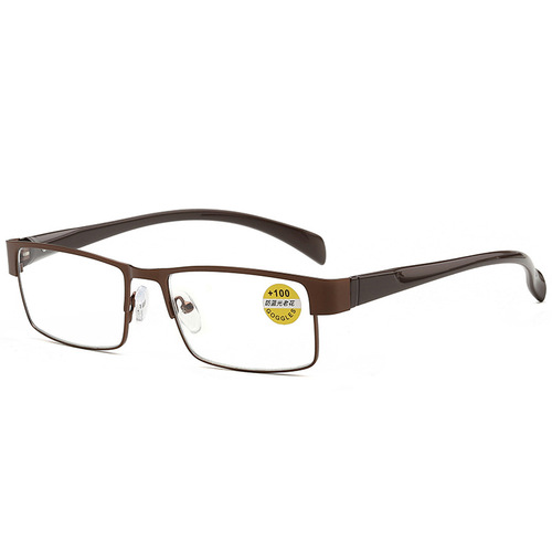 Steel Frame Browed Reading Glasses for Men, Elderly, Fashionable and Simple, High Definition, Distance Vision, Blue Light Blocking Reading Glasses