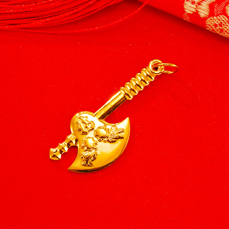 Estilo étnico en línea rojo transmisión en vivo hacha colgante vietnam arena oro hombres y mujeres imitación dragón chino 24k oro joyería al por mayor