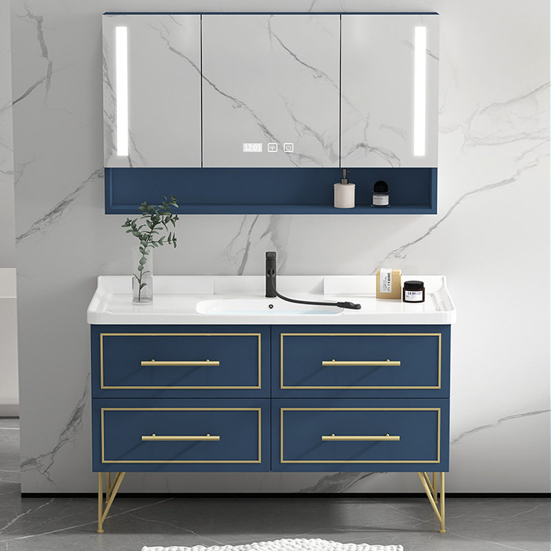 现代轻奢智能北欧浴室柜组合洗手池洗脸盆柜小户型卫生间洗漱台|ms