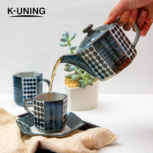 日本進口陶瓷水杯茶具家用和風釉下彩米雪六角茶壺馬克杯咖啡杯碟