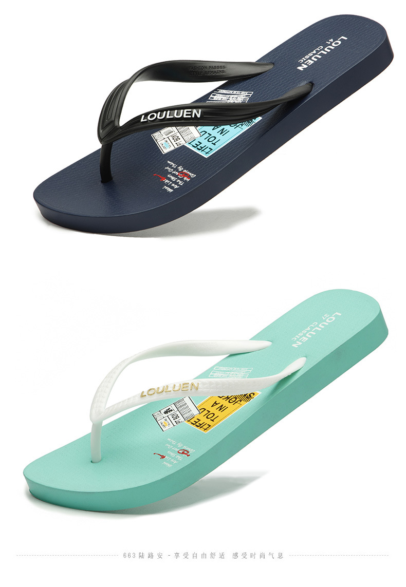 New summer PVC flip-flops for men, outdoor couple slippers, fashionable and casual beach cool slippers for men undefined