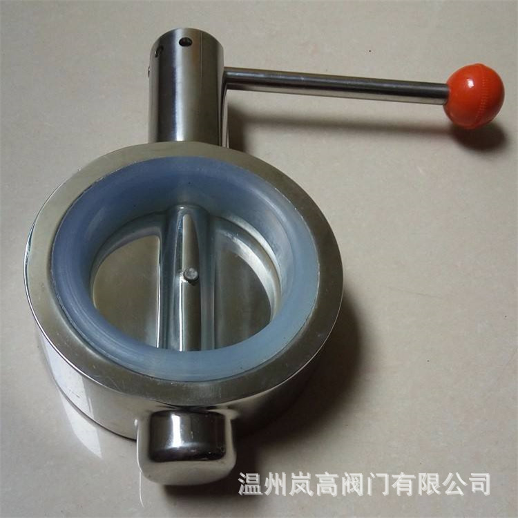 工业体专用 手动卫生蝶阀 304不锈钢材质 对夹连接 Ф51