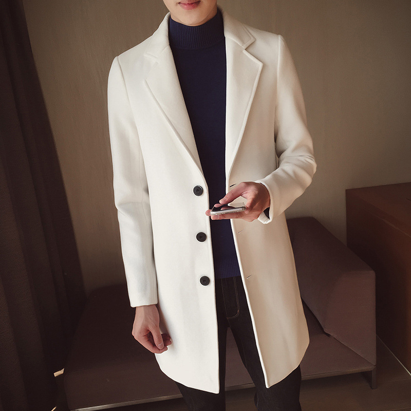 Gabardina de los hombres de longitud media SLIM-Fit estilo coreano otoño 2022 Nuevo abrigo de lana de los hombres otoño e invierno abrigo de lana de moda image 14