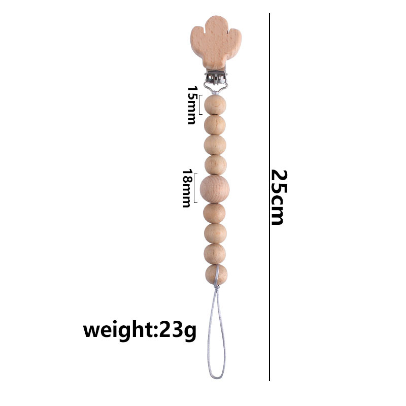 Nuevo clip de chupete de haya Cactus Beech collar juguete mordedor bebé molar mordedor chupete cadena anti-caída de la cadena