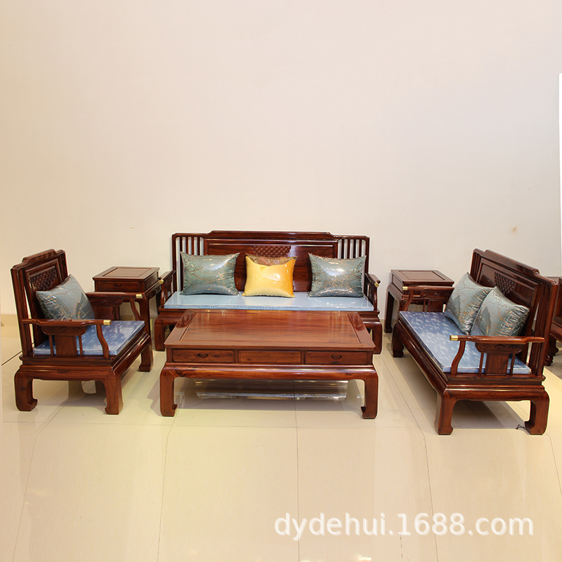 东阳红木非洲酸枝轻奢沙发新中式现代简约客厅实木家具123组合|ru