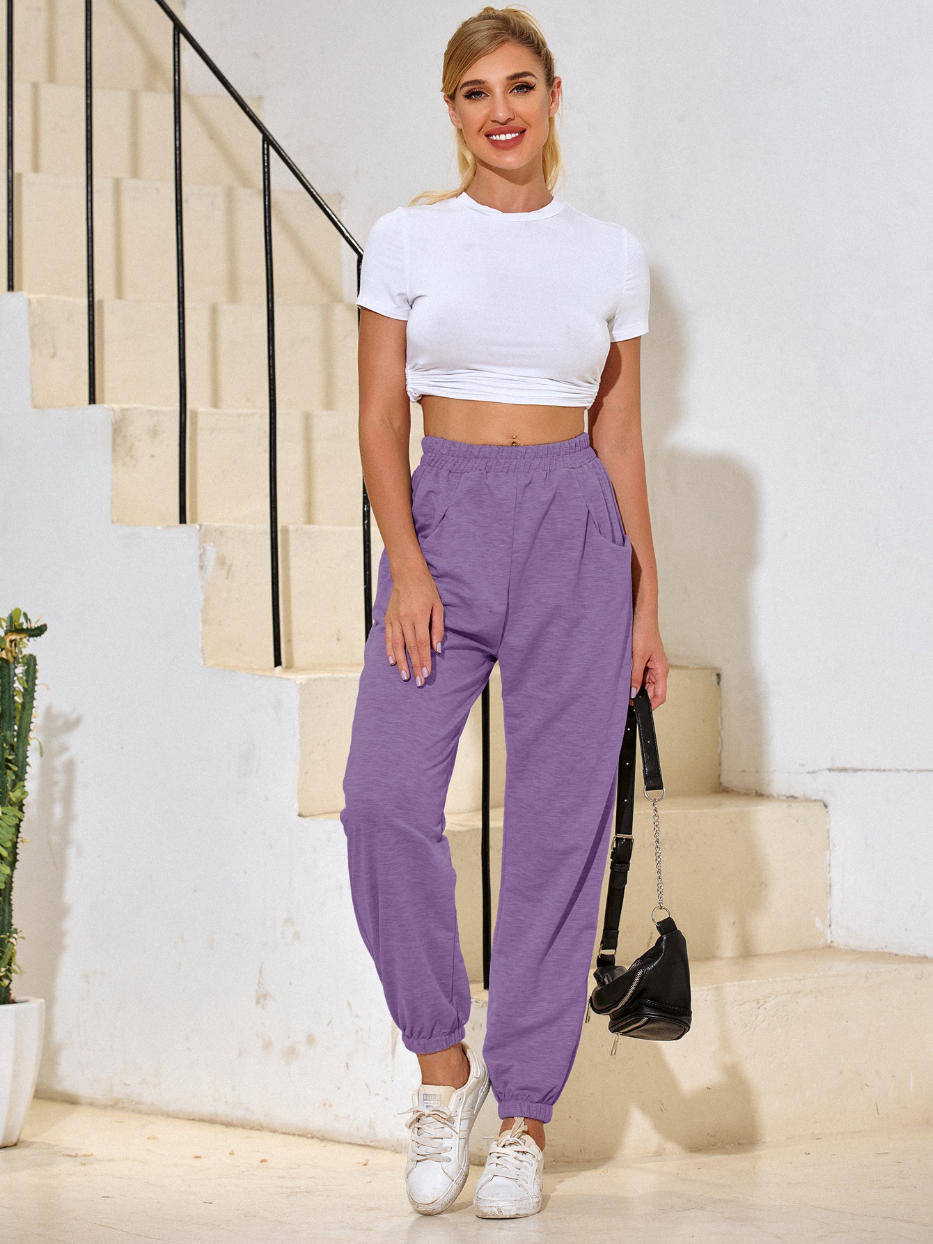 casual all-match high waist sports trousers NSJM64521