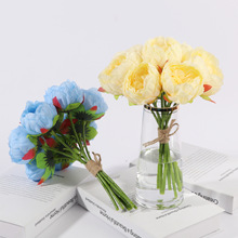 8头芍药把束仿真花 西洋玫瑰花婚庆装饰新娘手捧牡丹假花特价批发