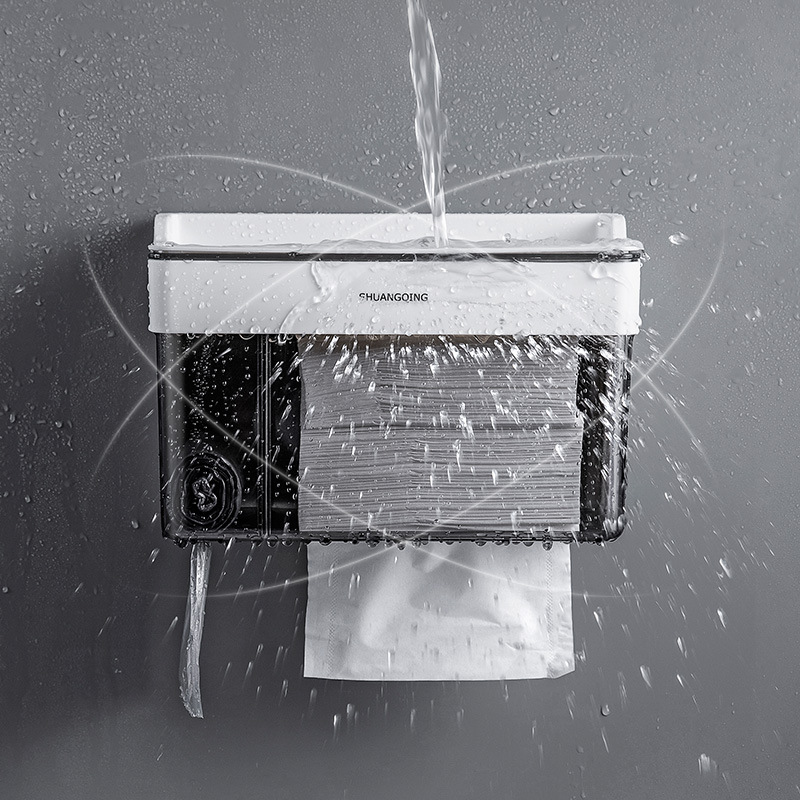 Caja de pañuelos de baño personalizada, soporte de pañuelos de papel sin perforación, soporte de papel higiénico, soporte de rollo de papel montado en la pared del baño