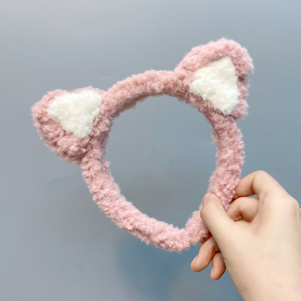 Lamb Hair Cute Bear Ears Plush Headband display picture 7