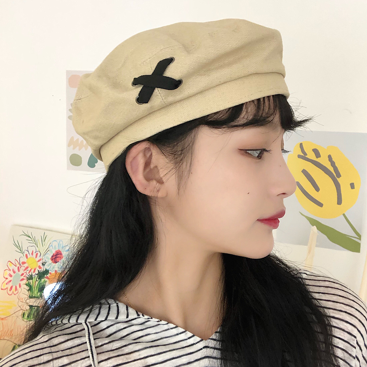 Korean Fashion Beret Autumn Solid Color Men And Women Retro British Painter Hat Octagonal Hat display picture 6