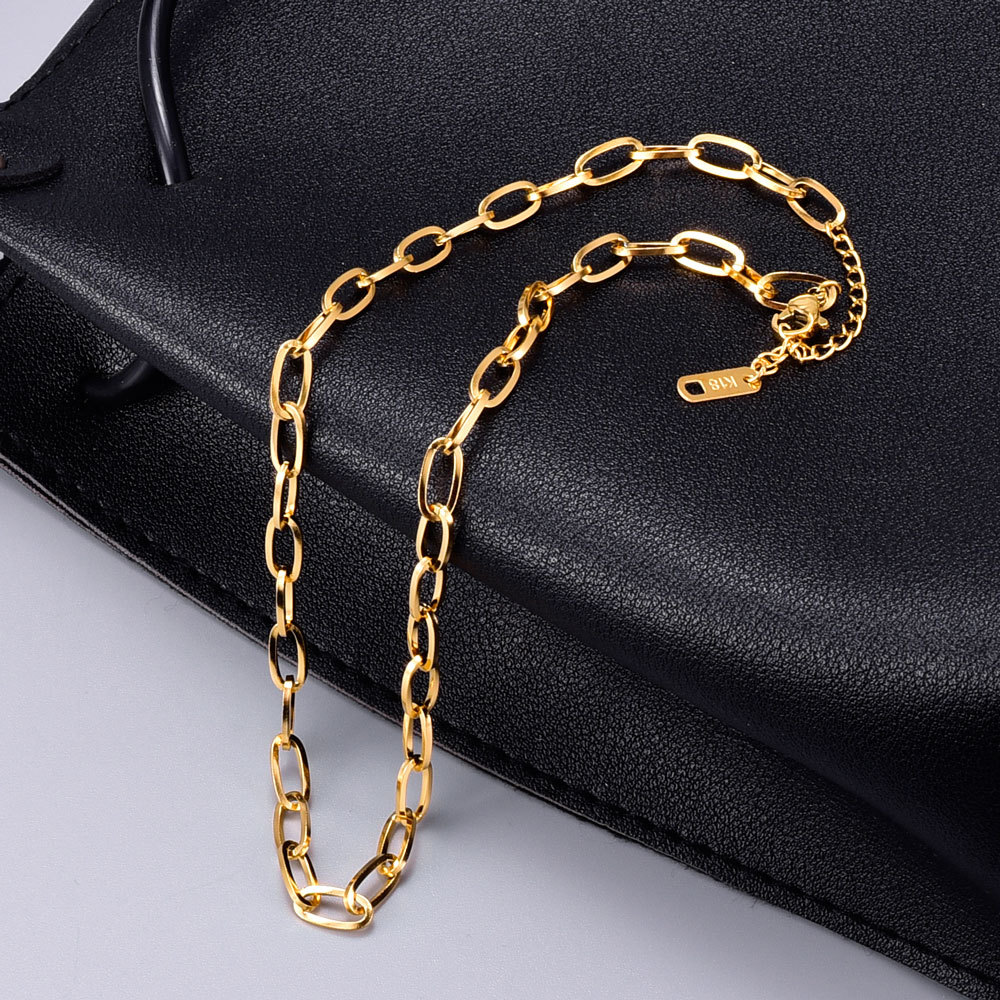 Wholesale Jewelry Thick Flat Chain Titanium Steel Necklace Nihaojewelry display picture 2