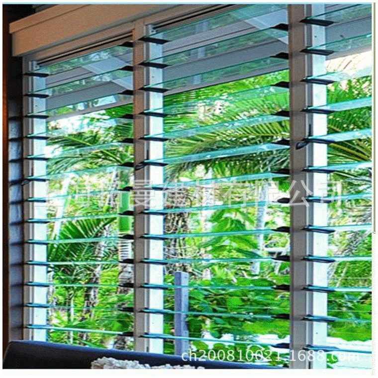 电动透明玻璃百叶窗电动玻璃百叶窗玻璃翻版百叶窗可调节玻璃百叶