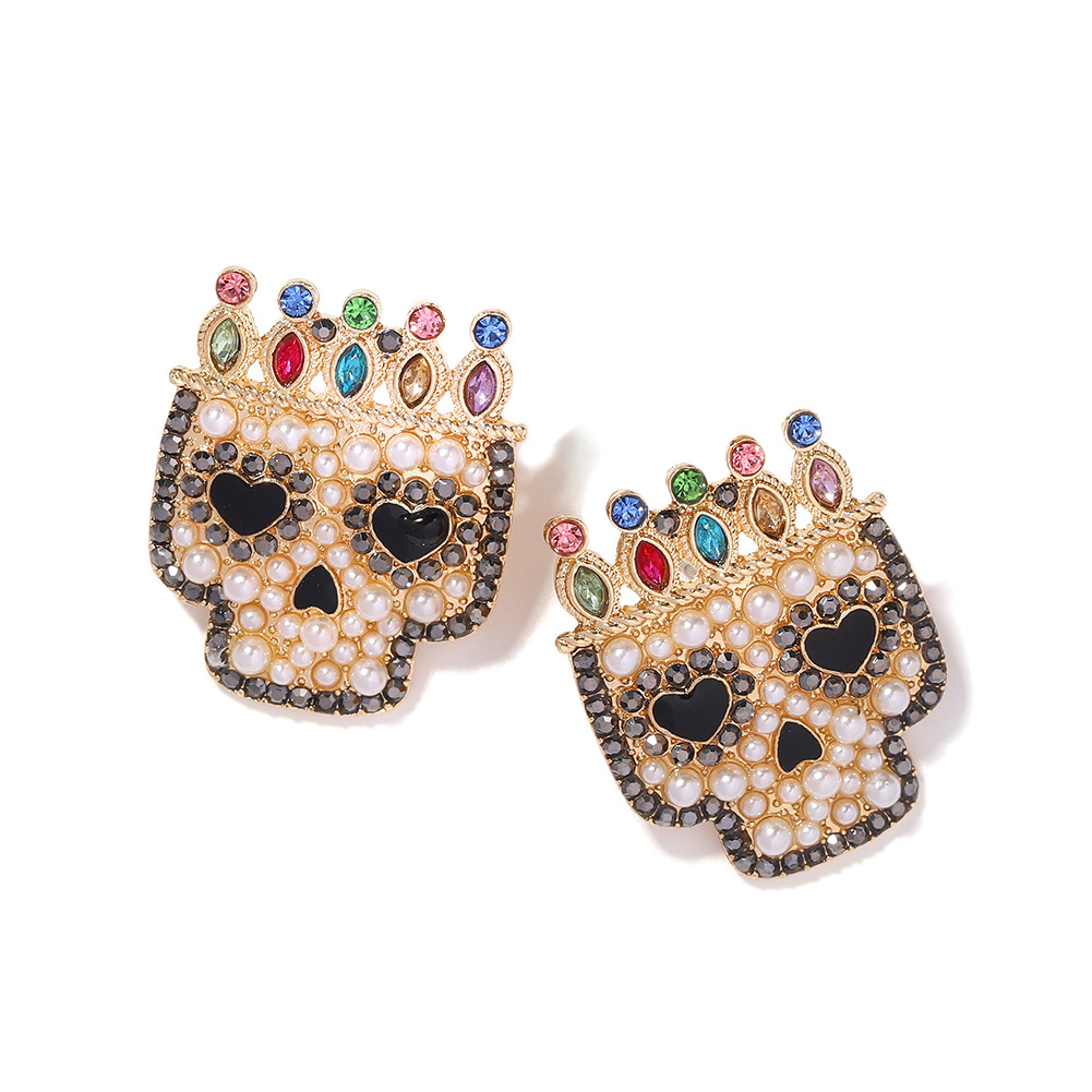 Halloween New Dark Skull Ghost Head Fun Fashion Earrings display picture 4