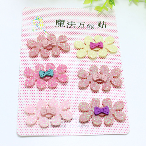 Korean bangs stickers six packs children's magic stickers hair accessories baby cartoon hair stickers headwear binary store jewelry wholesale
