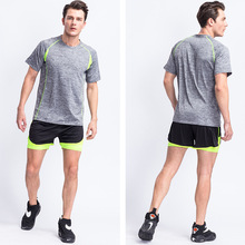 健身短袖套裝男跑步運動速干緊身衣服訓練服裝備兩件套男士健身服