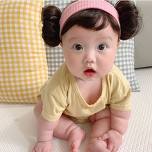 ins韓版新款兒童發飾 假發丸子頭嬰兒束發帶女童頭飾 純棉發帶