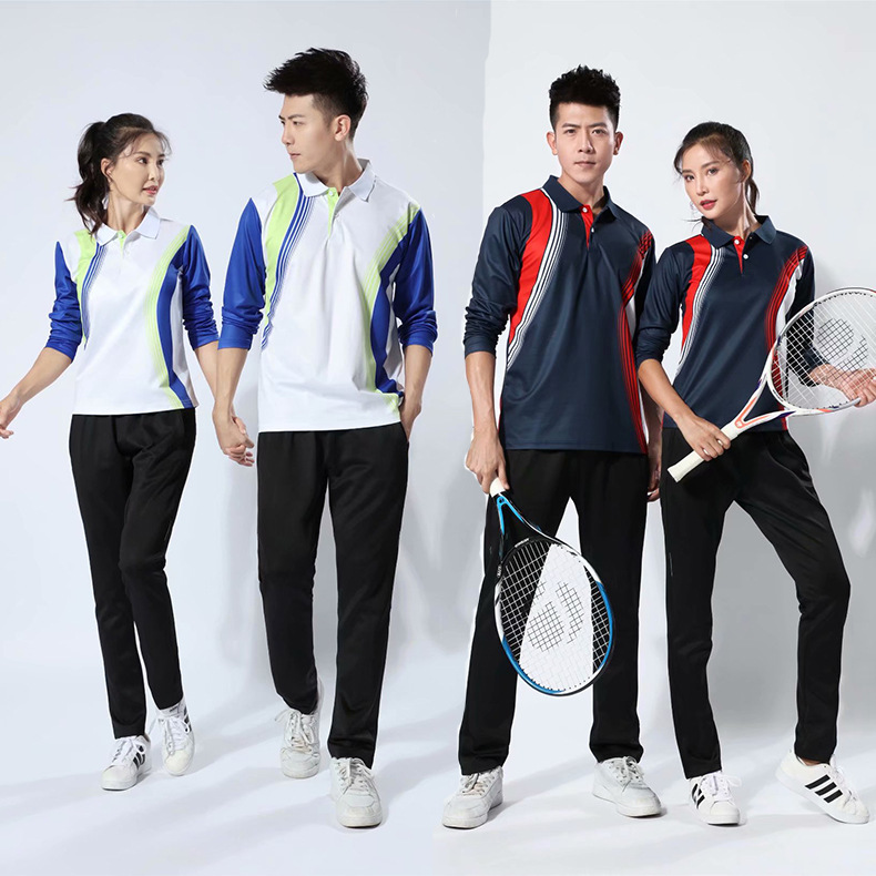 2020 Autumn and winter new pattern Lapel motion suit Long sleeve trousers badminton match Training clothes work Casual Wear