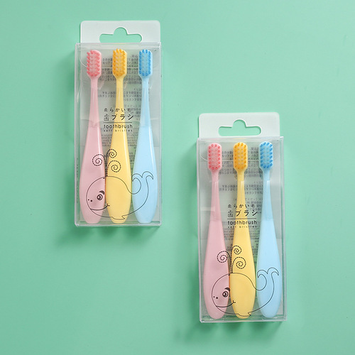 Macaron toothbrush children's chubby toothbrush 3-pack Japanese style baby fat handle small head soft bristle toothbrush wholesale