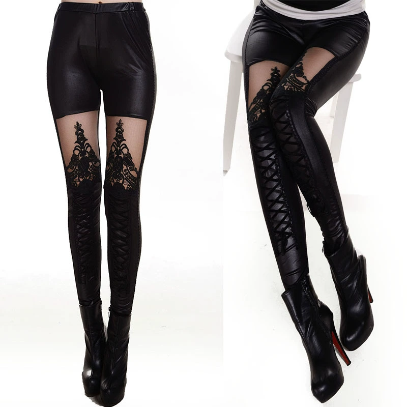 Осенние lace trousers, сексуальные лосины, панк-стиль