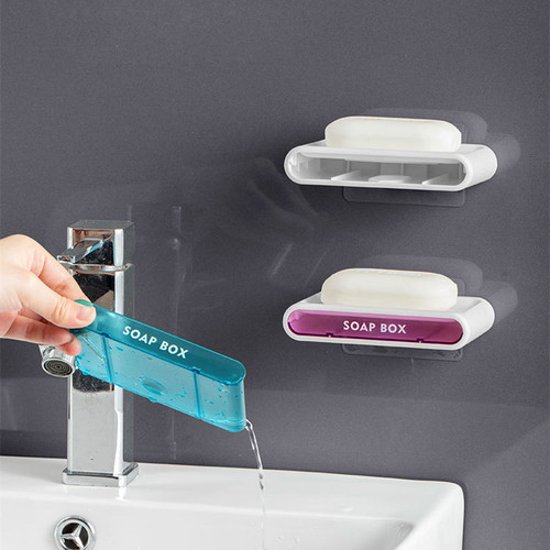 Self-designed soap box soap box double-layer drain bathroom punch-free wall-mounted creative drain rack