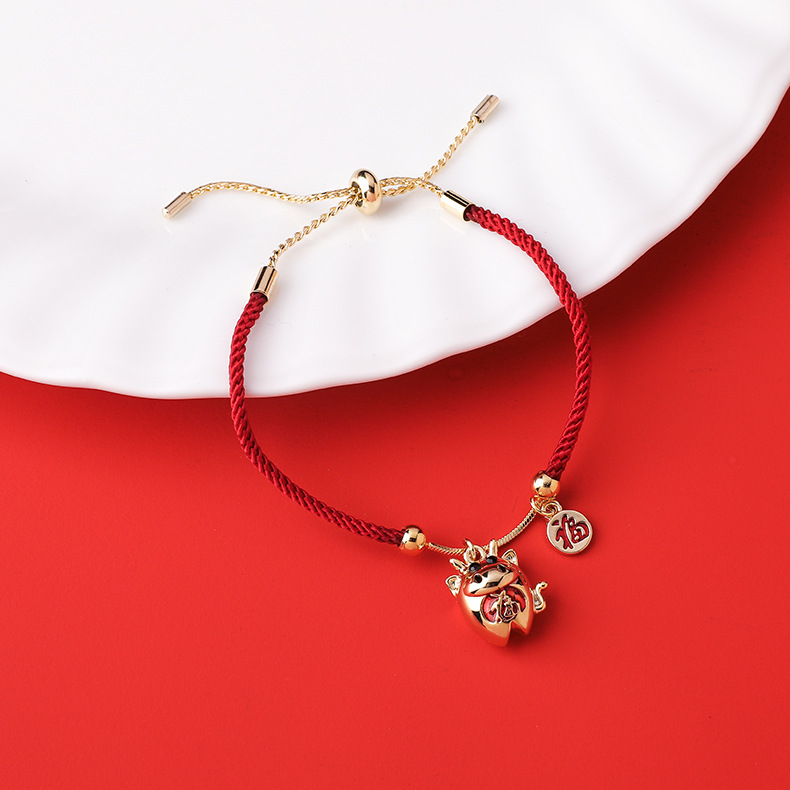Red String Zodiac Cow Bracelet display picture 9