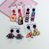 Fashionable cartoon acrylic asymmetrical lipstick, earrings with letters, internet celebrity, Korean style